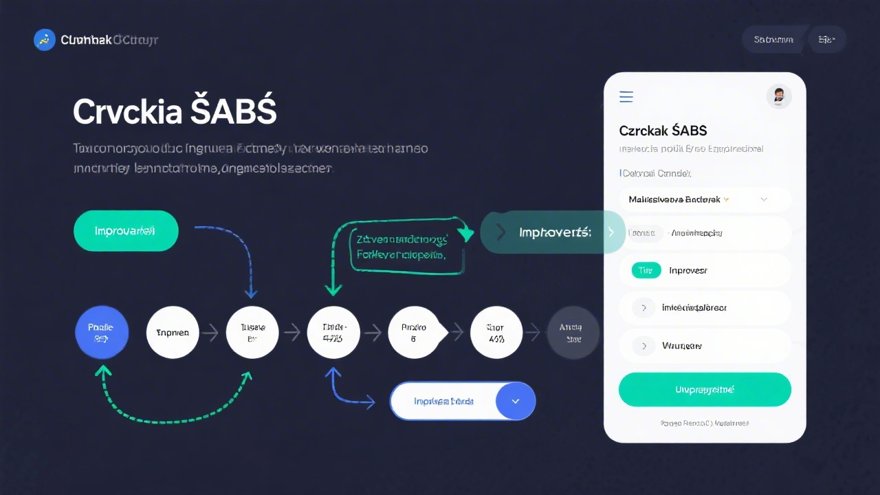Screenshot-style mockup of a Czech SaaS onboarding flow with highlighted friction points, notes and arrows indicating improved steps and clarified buttons