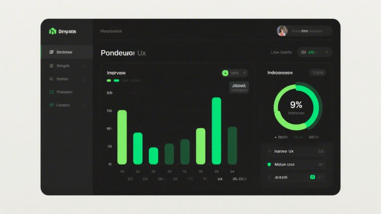 Clean dashboard view with comparison bars and green highlights indicating improved UX metrics, placed on a neutral background for a data-driven product report